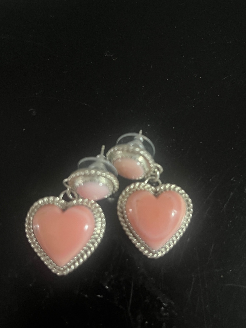Native Heart Drop Pink Conch Dangle Earrings - Sterling Silver by Earl Lee
